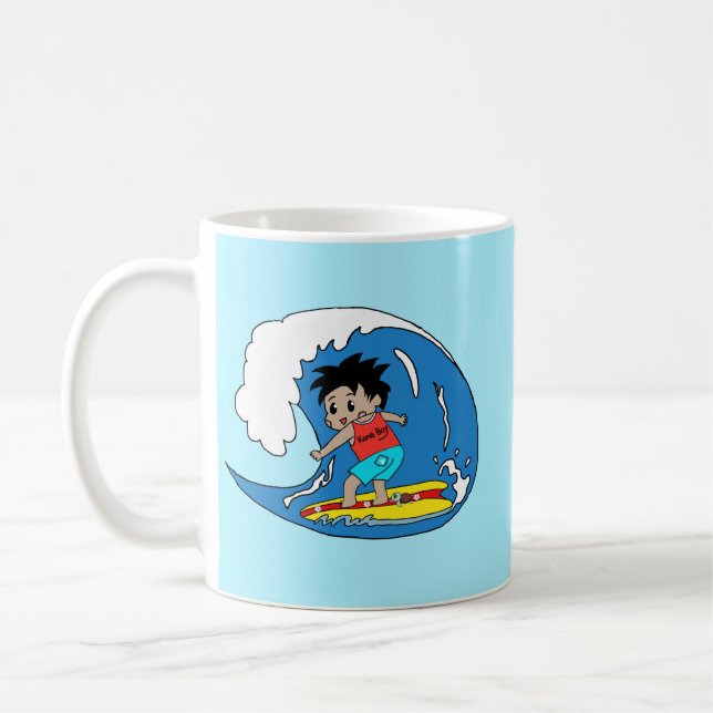 Caneca De Café Kona Boy Surfs Big Wave Mug – Hawaiian Surfer Art (Esquerda)