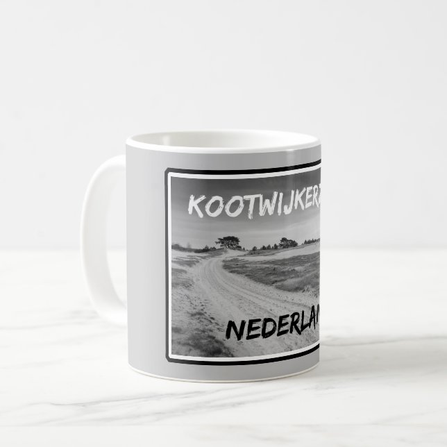 Caneca De Café Kootwijkerzand, Países Baixos, preto e branco (Frente Esquerda)