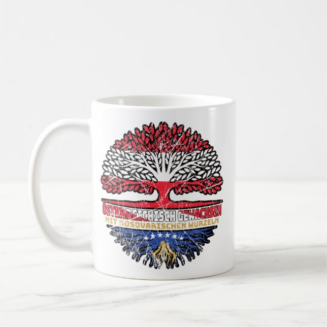 Caneca De Café Kosovo Kosovarisch Österreichisch Österreich Baum (Esquerda)