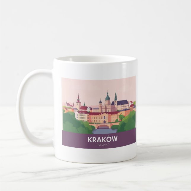 Caneca De Café Kraków Poland Pastel Travel – Wawel Castle (Esquerda)