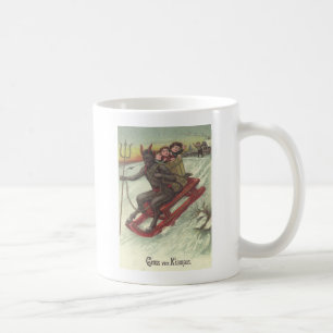 Caneca De Café Krampus sequestrando crianças no trenó