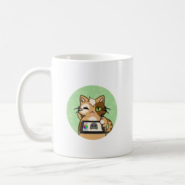 Caneca De Café Künstler bei der Arbeit – niedliches Katzendesign (Esquerda)