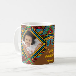 Caneca De Café Kwanzaa - Padrão de Diamante de Cor Brilhante Pers