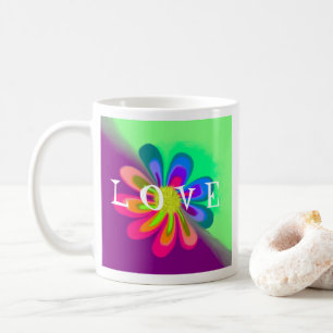 Caneca De Café L O V E e P A C E Flor