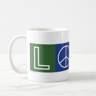 Caneca De Café L-O-V-E - Sinal de Coração e Paz