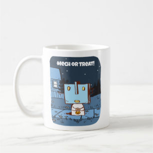 Caneca De Café Lã de Dia das Bruxas de Robôs Bonitos Retro