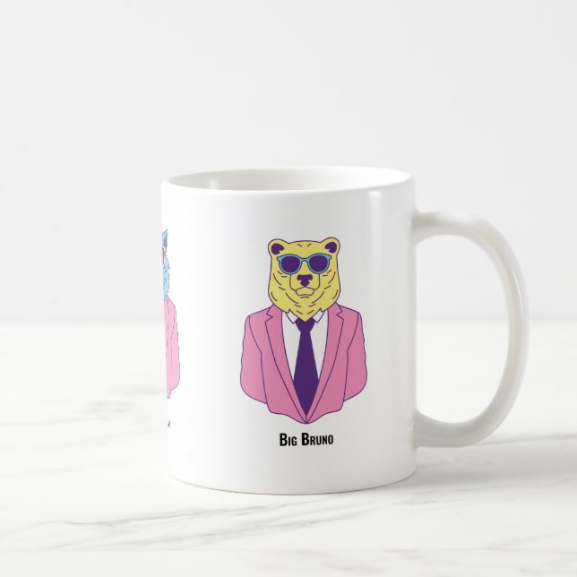 Caneca De Café "La Feral Famiglia" - Trio de Animais em Pinks Sui (Direita)