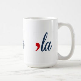 Caneca De Café LA para Kamala Harris. Branco, vermelho, azul