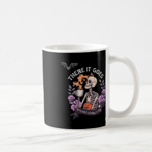 Caneca De Café Lá Vai O Meu Último Halloween De Esqueleto Voador