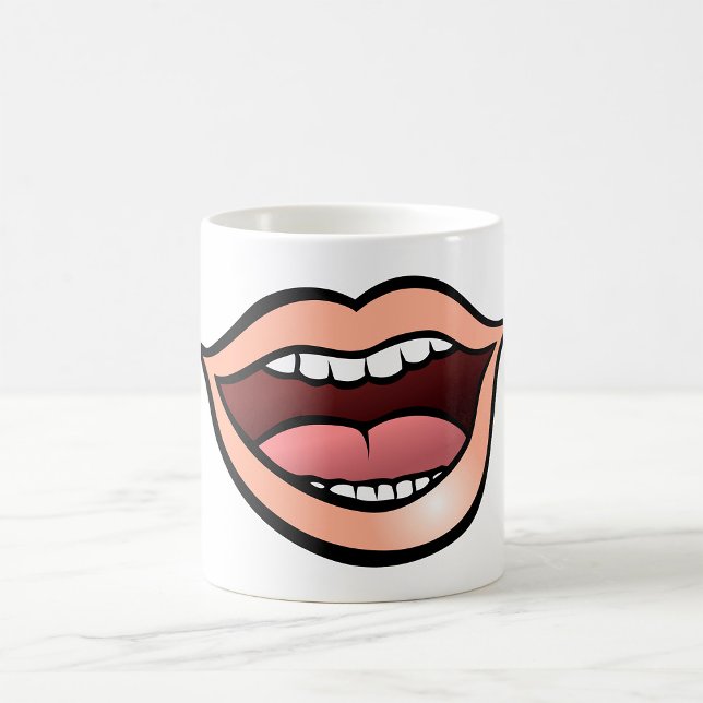 Caneca De Café Lábios Boca Aberta Língua Dentes (Criador carregado)
