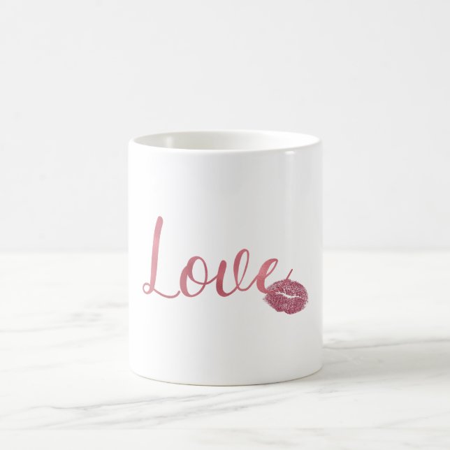 Caneca De Café Lábios brilhantes cor-de-rosa (Centro)