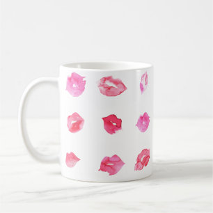 Caneca De Café Lábios Cor de Água Rosa. Chic Padrão, Trendy Desig