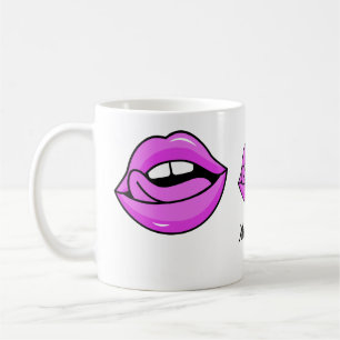 Caneca De Café Lábios cor-de-rosa com nomes personalizados