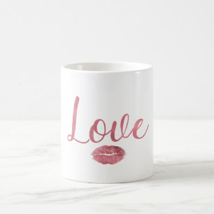 Caneca De Café Lábios de Amor Rosa
