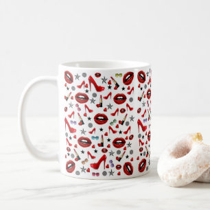 Caneca De Café Lábios de Batom Vermelho Heels Mug