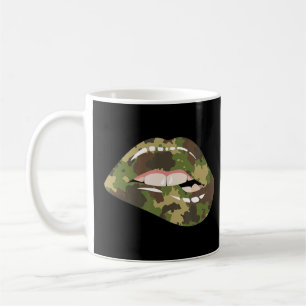 Caneca De Café Lábios de Camuflagem Bitação Militar Camo Kissing