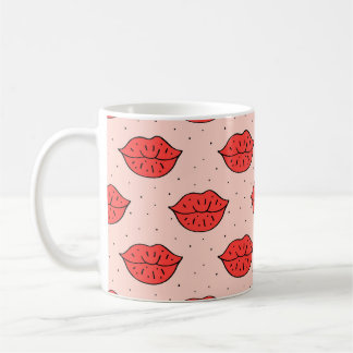 Caneca De Café Lábios de desenho: padrão de rabiscos feminista.