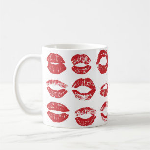 Caneca De Café Lábios femininos. Isolamento de lábios de aquare