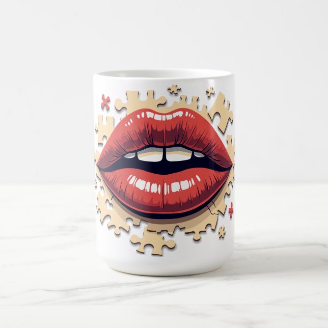 Caneca De Café Lábios quebra-cabeça Pop (Centro)