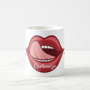 Caneca De Café Lábios vermelhos abrem boca trovão_cove