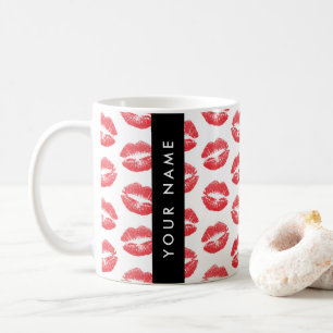 Caneca De Café Lábios Vermelhos, Beijo, Batom, Seu Nome, Personal
