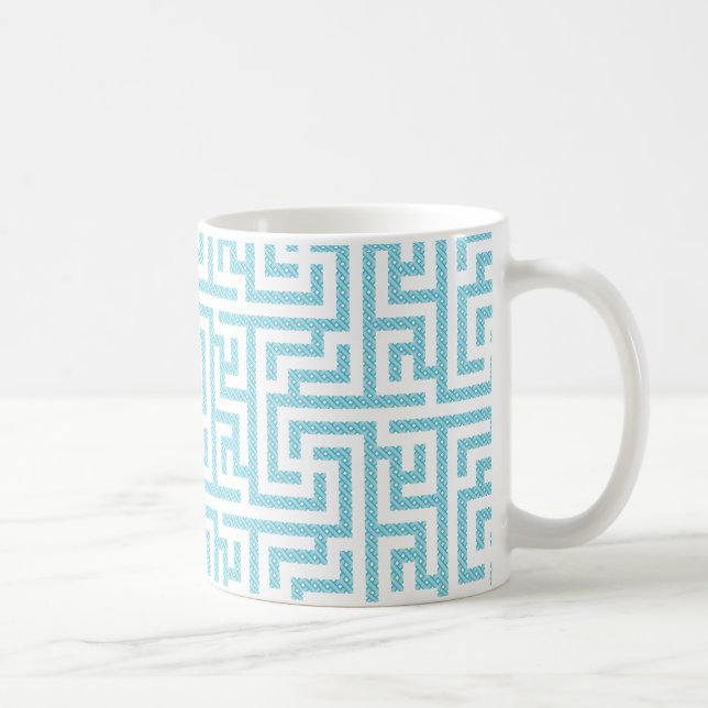 Caneca De Café Labirinto Azul Claro e Branco (Direita)