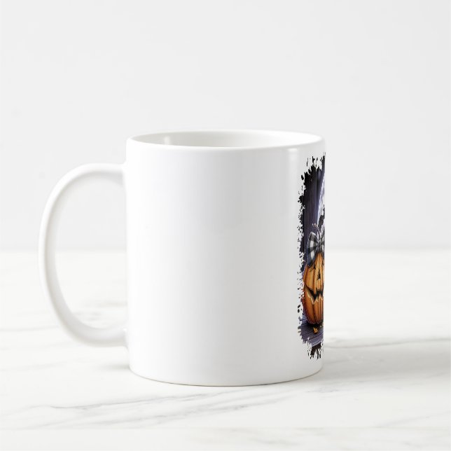 Caneca De Café Labradoodle Dog Halloween Square (Esquerda)