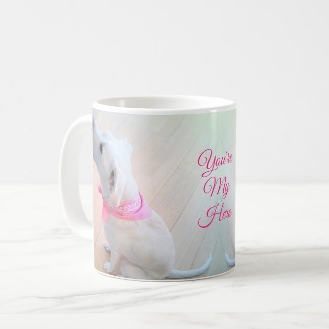 Caneca De Café Labrador Bonito Mix Cachorro Você é o meu herói (Frente Esquerda)