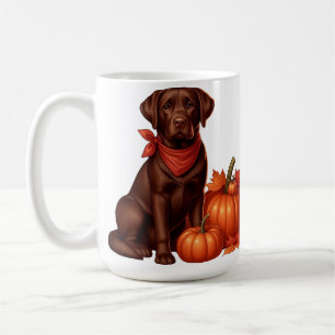 Caneca De Café Labrador Chocolate com Bandana Vermelha por Abóbor