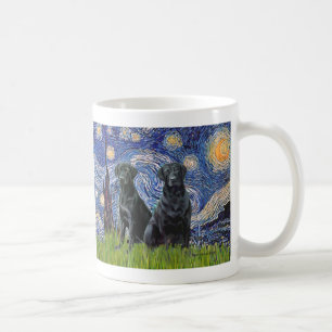 Caneca De Café Labrador (dois negros) - Noite Estrelada