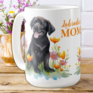 Caneca De Café Labrador Mãe Retriever Moderno Cachorro Floral
