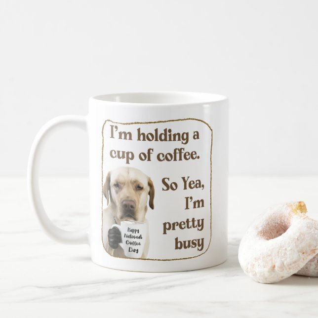 Caneca De Café Labrador Mug, bebendo de café bonito (Com Donut)