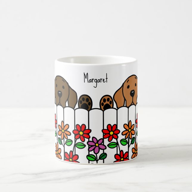Caneca De Café Labrador Personalizado Duo Assistindo Mug De Café (Centro)