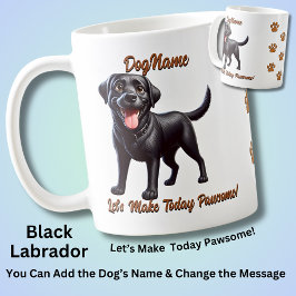 Caneca De Café Labrador Preto - Adicionar Nome do Cachorro, Alter