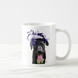 Caneca De Café Labrador Preto Com Fascinador Azul
