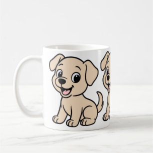 Caneca De Café Labrador Retriever Amarelo Desenho Animado Sentado