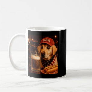 Caneca De Café Labrador Retriever Amarelo Vintage Bebendo Cerveja