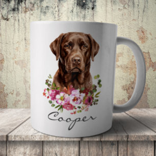 Caneca De Café Labrador Retriever Chocolate em Aquarela