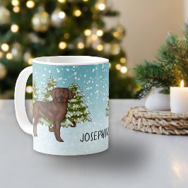 Caneca De Café Labrador Retriever Chocolate Natal Nome Personaliz