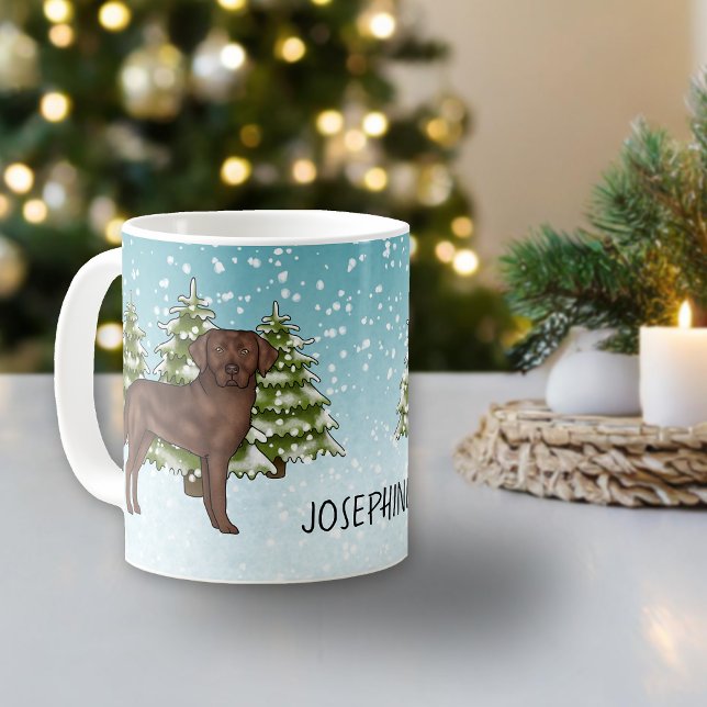 Caneca De Café Labrador Retriever Chocolate Natal Nome Personaliz (Criador carregado)