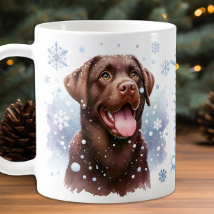 Caneca De Café Labrador Retriever Dog Holiday Snowflakes Puppy