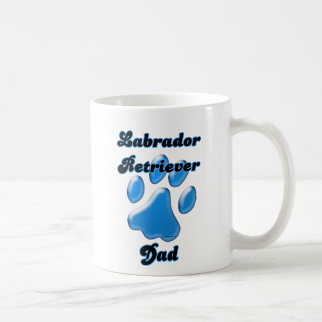 Caneca De Café Labrador Retriever Pai Blue Pawprint (Direita)