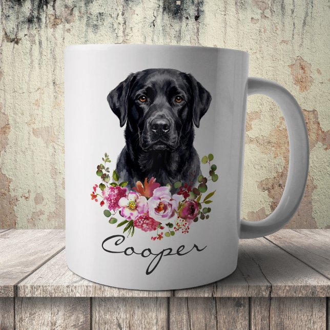Caneca De Café Labrador Retriever Preto em Aquarela (Criador carregado)
