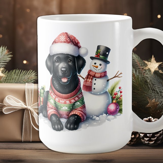 Caneca De Café Labrador Retriever Puppy Dog Snowman Natal (Criador carregado)