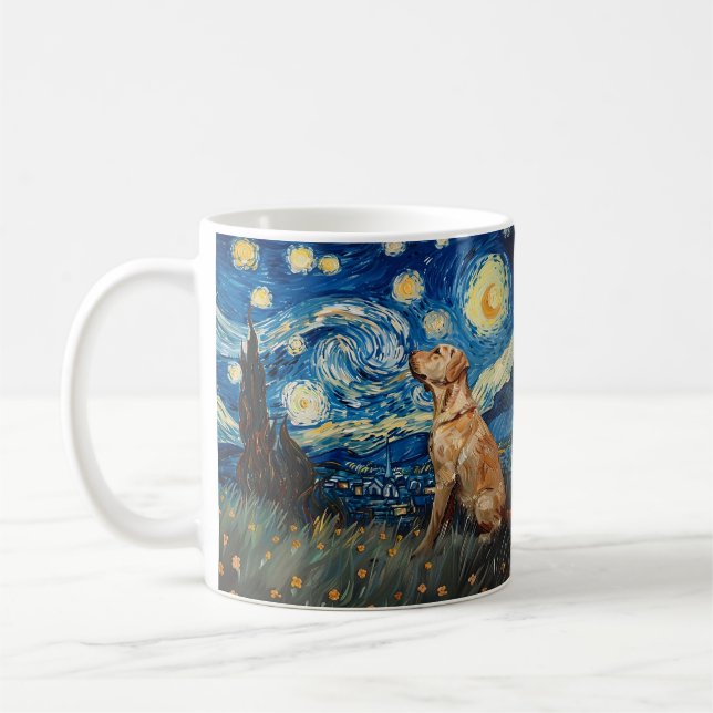 Caneca De Café Labrador Retriever Yellow Lab Dog StarNight (Esquerda)