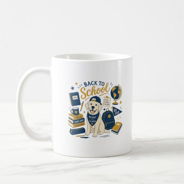 Caneca De Café Labrador Retro de Volta às Aulas (Esquerda)