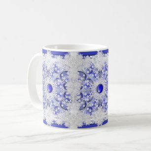 Caneca De Café Lace cerâmico Azul de Grécia e floco de neve