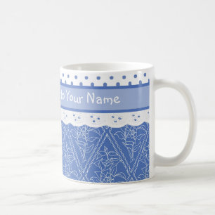Caneca De Café Lace de Faux do Bolinhas Blue Periwinkes Personali