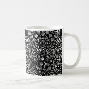 Caneca De Café Lace de Vintagem Metálica Elegante Preto Damasco S