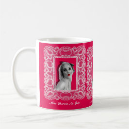 Caneca De Café Lace Frame Retro Pinup Girl Patterna Mug Hot Pink
